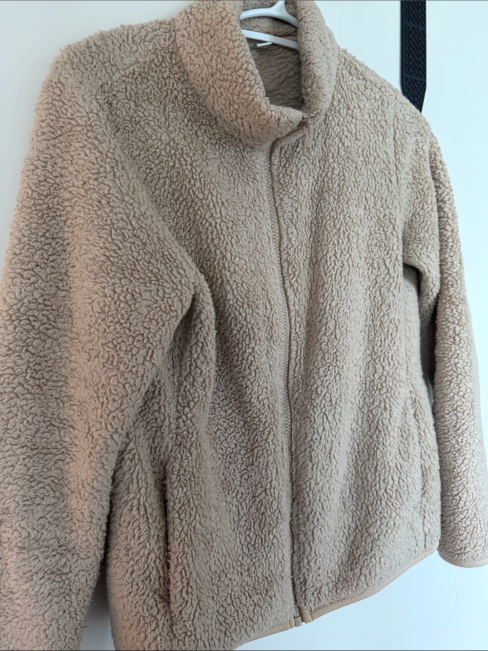 Cozy Plush Teddy Fleece Zip-Up Jacket - Beige Uniqlo XS